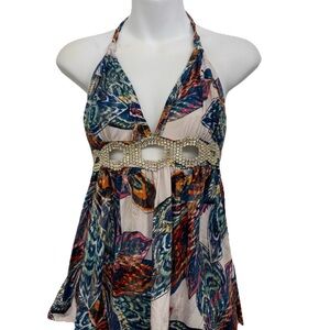 Vie Sauvage Halter Top with Beaded Detail